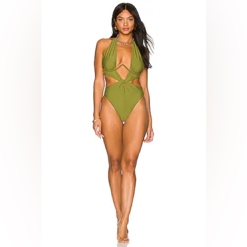 ANDREA IYAMAH NAYO ONE PIECE SWIMSUIT Olive Green Size XS RESORT VACATION